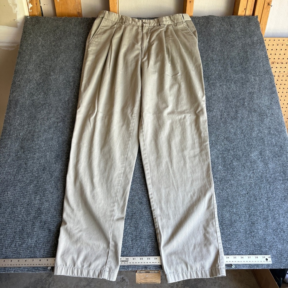 Harbor Bay Mens Khaki Pleated Front Cotton Chino Pants 40x36 Tan 20200W Relaxed